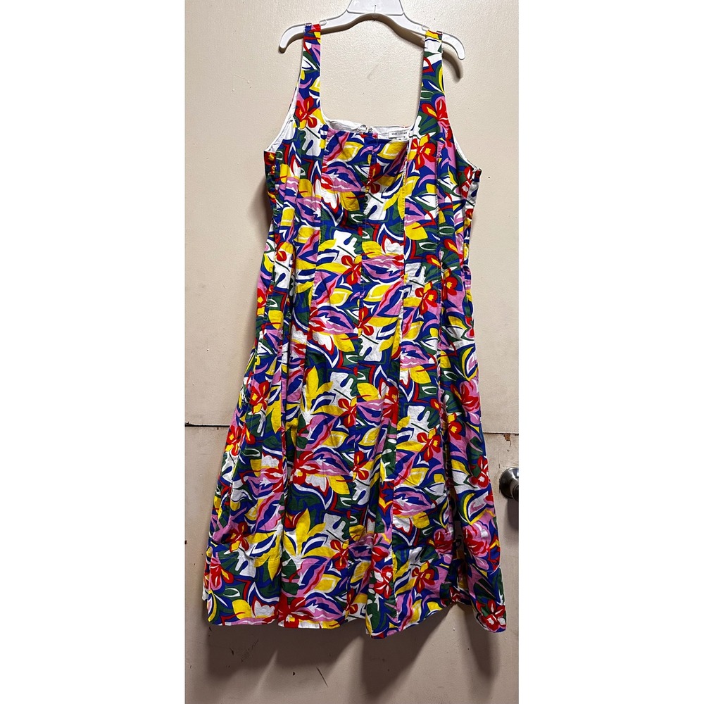 Free Assembly Floral Square Neck Midi Dress XXL 20 Green Victory Floral NWT